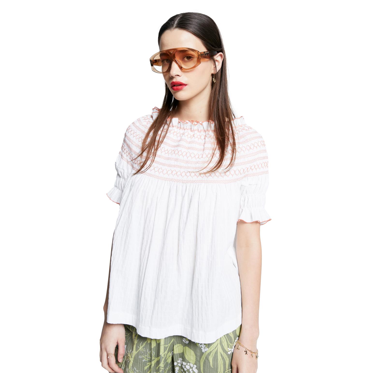 Karen Walker Gaia Smocked Blouse